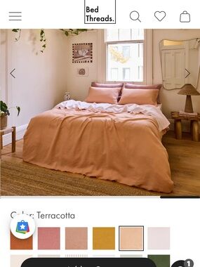 Bed Threads - Queen Linen Duvet Cover w Standard Pillow Cases (never been used)